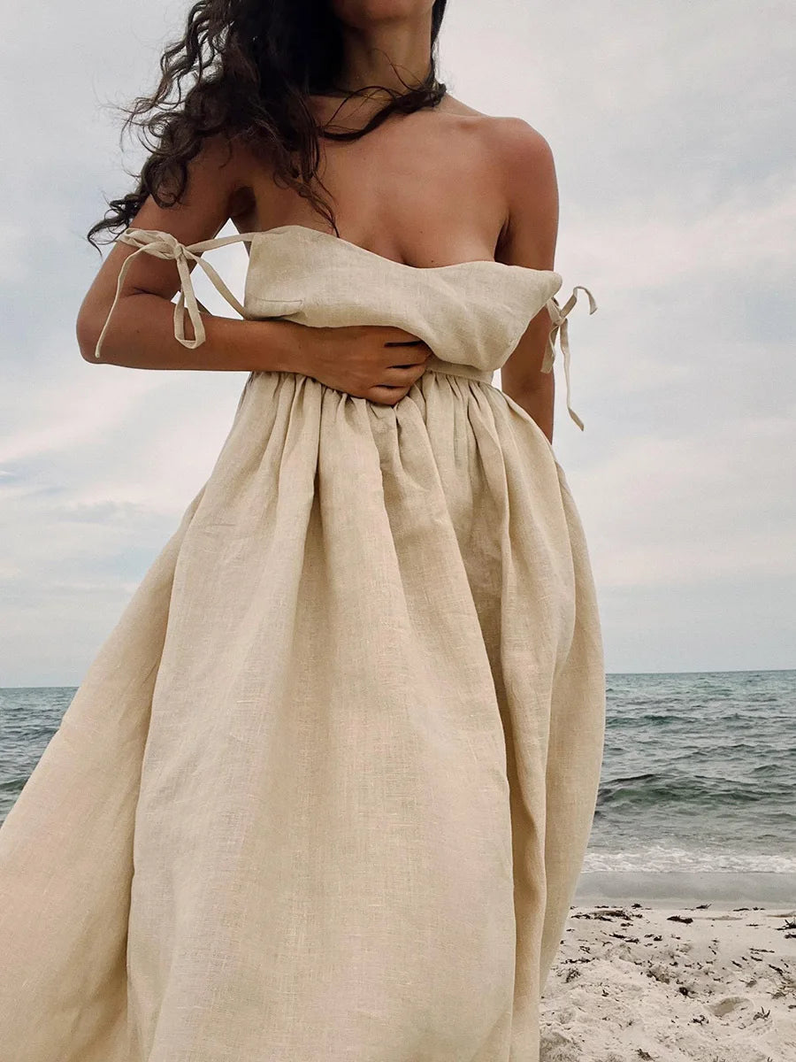 Vestido Santorini: elegante vestido largo de lino para verano