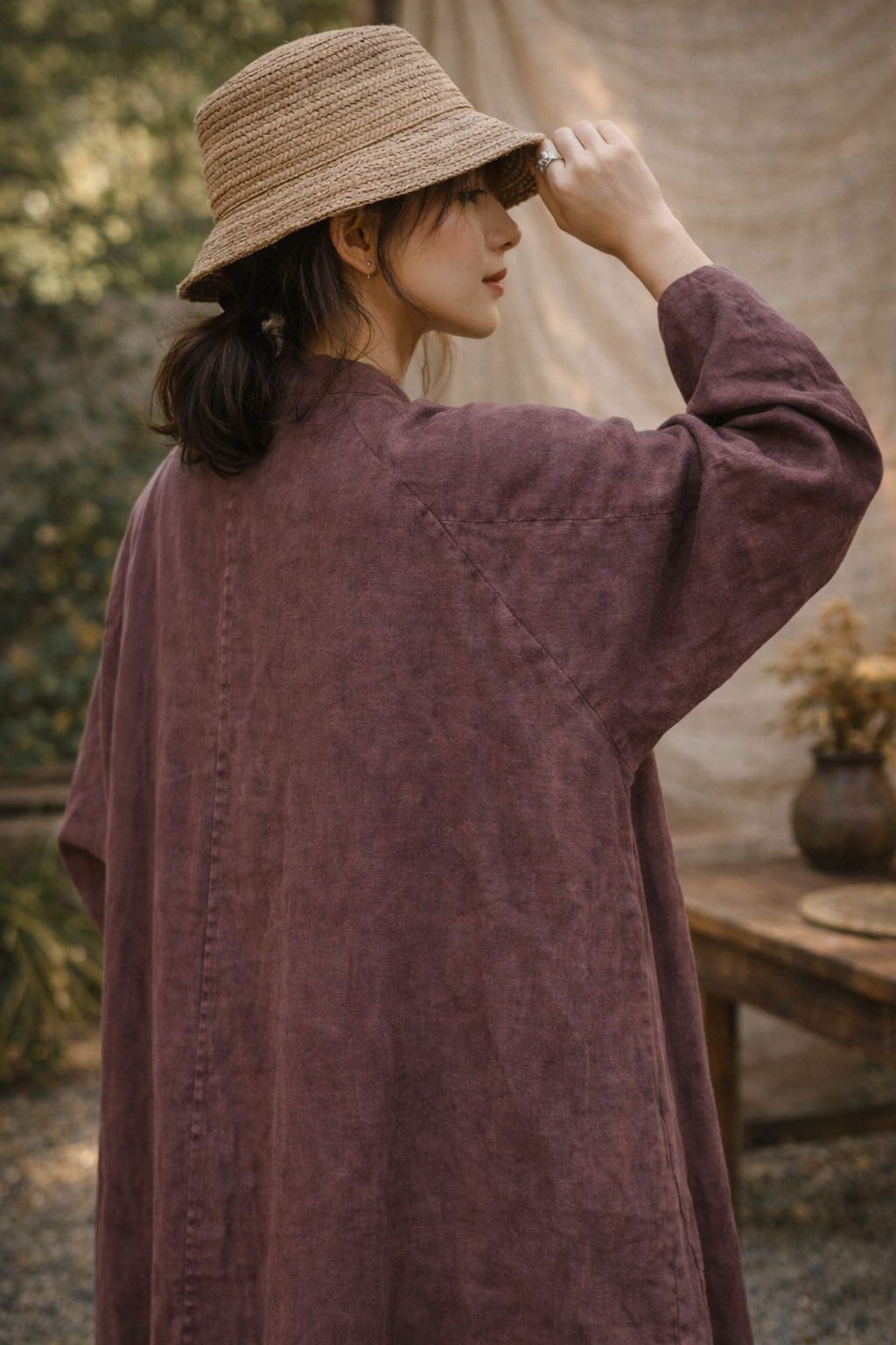 Chaqueta Kimono Larga de Lino 100% Rustic Flow