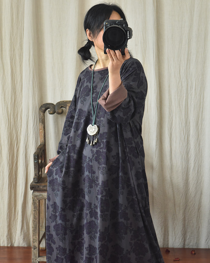 Robe mi-longue à fleurs vintage