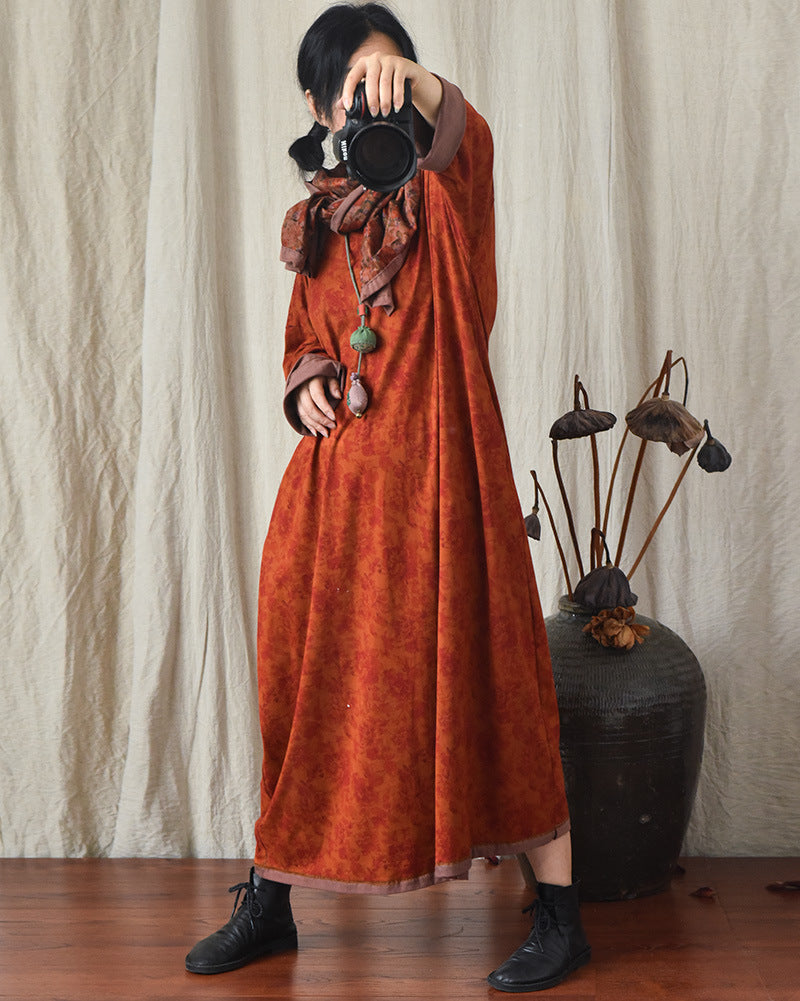 Robe mi-longue à fleurs vintage