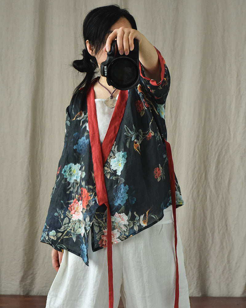 Bohemian Bloom Wrap Rami Blouse