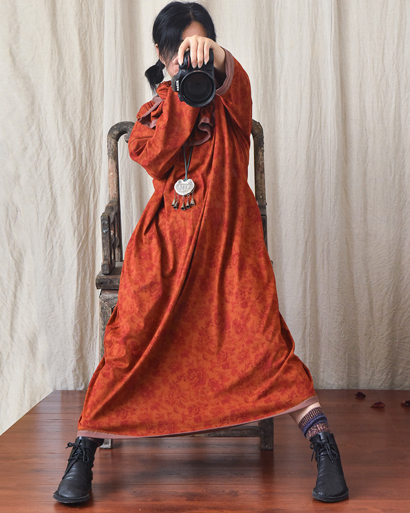 Robe mi-longue à fleurs vintage
