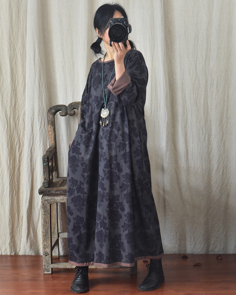 Robe mi-longue à fleurs vintage