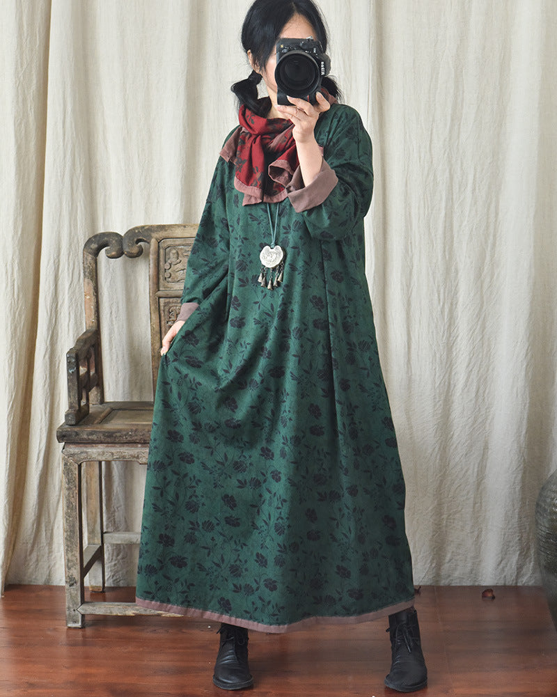 Robe mi-longue à fleurs vintage