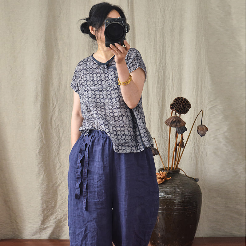 Pantalones holgados de lino bohemio