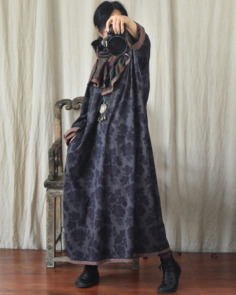 Robe mi-longue à fleurs vintage