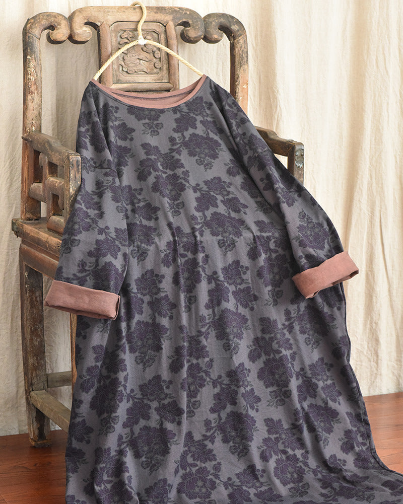 Robe mi-longue à fleurs vintage