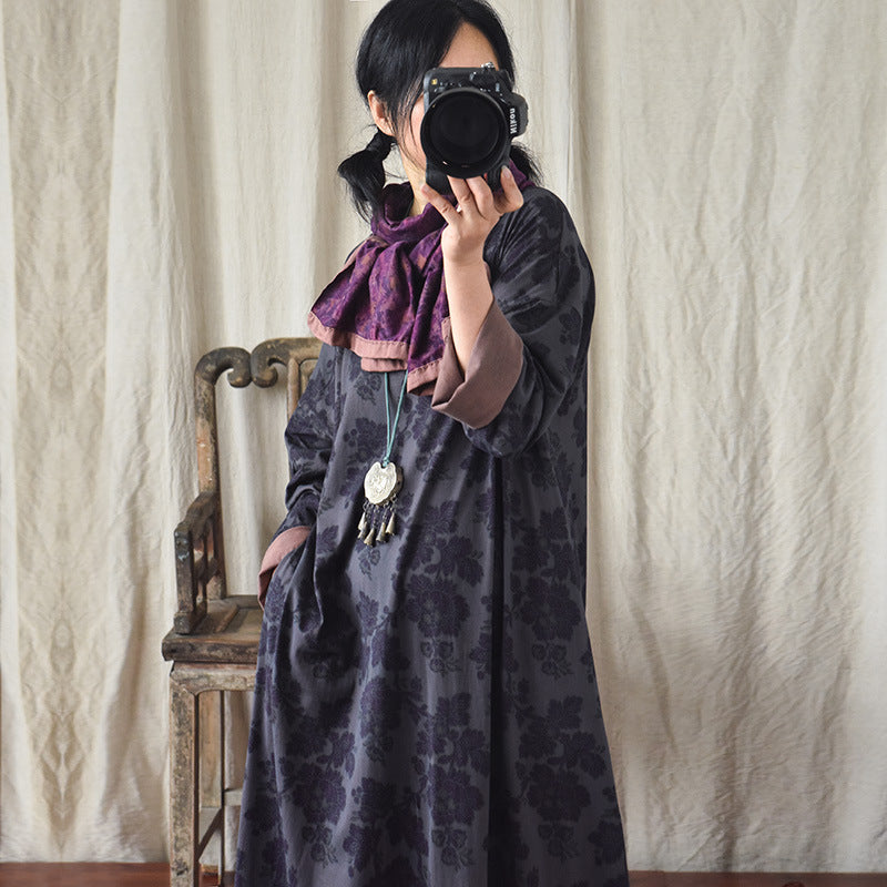 Robe mi-longue à fleurs vintage