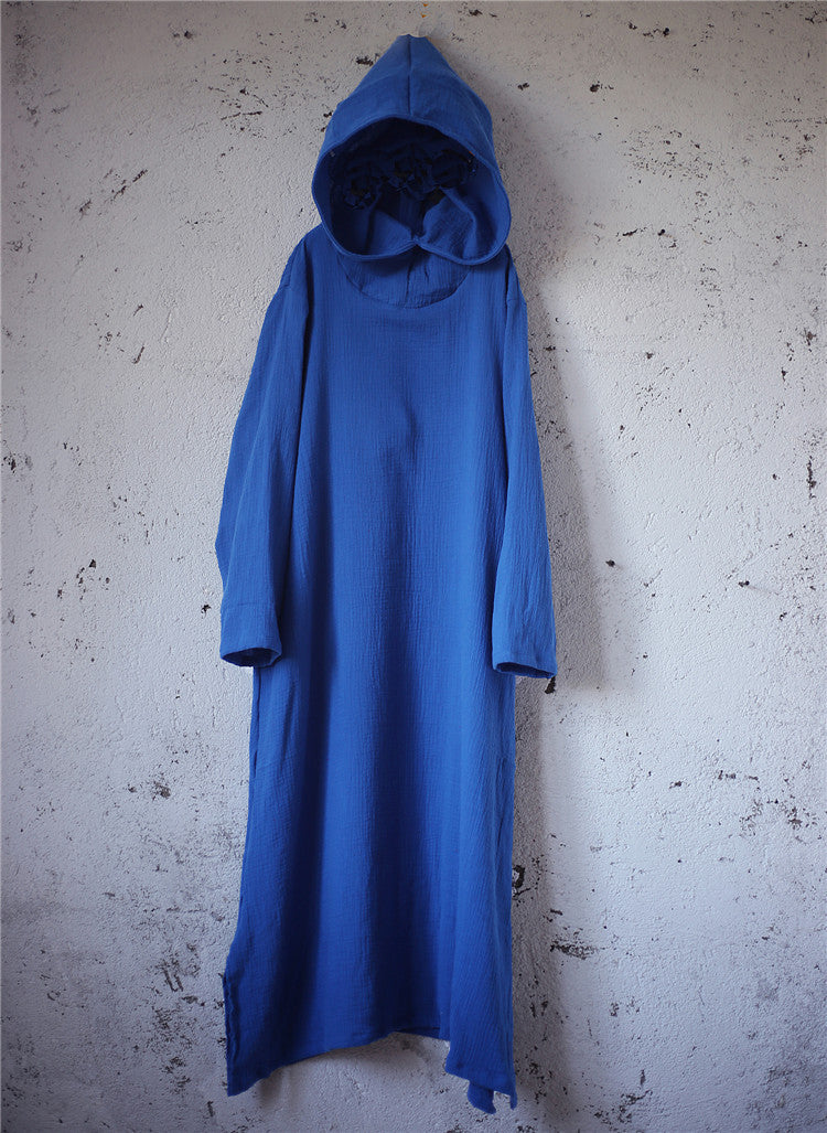 Vestido midi de lino con capucha