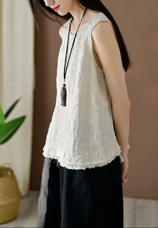 Blusa de lino sin mangas Vintage Breeze