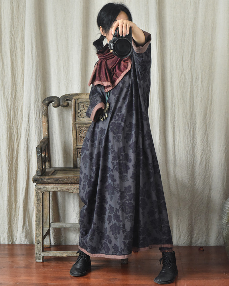 Robe mi-longue à fleurs vintage