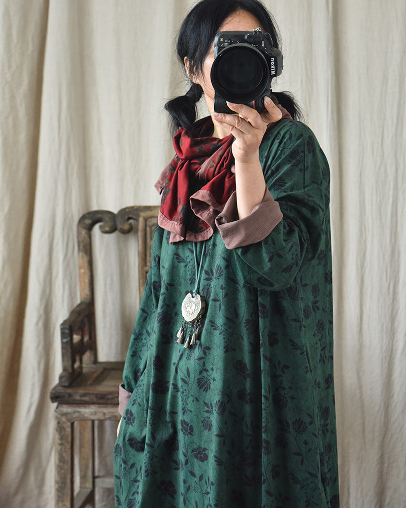 Robe mi-longue à fleurs vintage