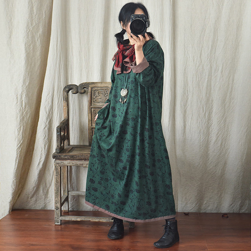 Robe mi-longue à fleurs vintage