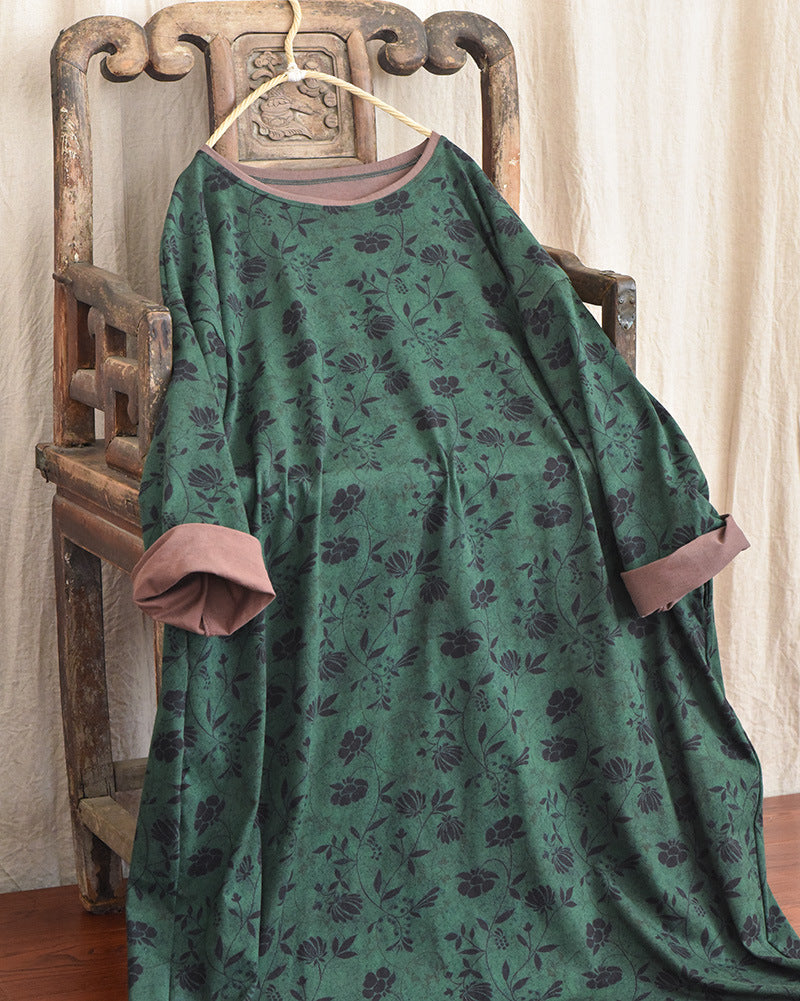 Robe mi-longue à fleurs vintage