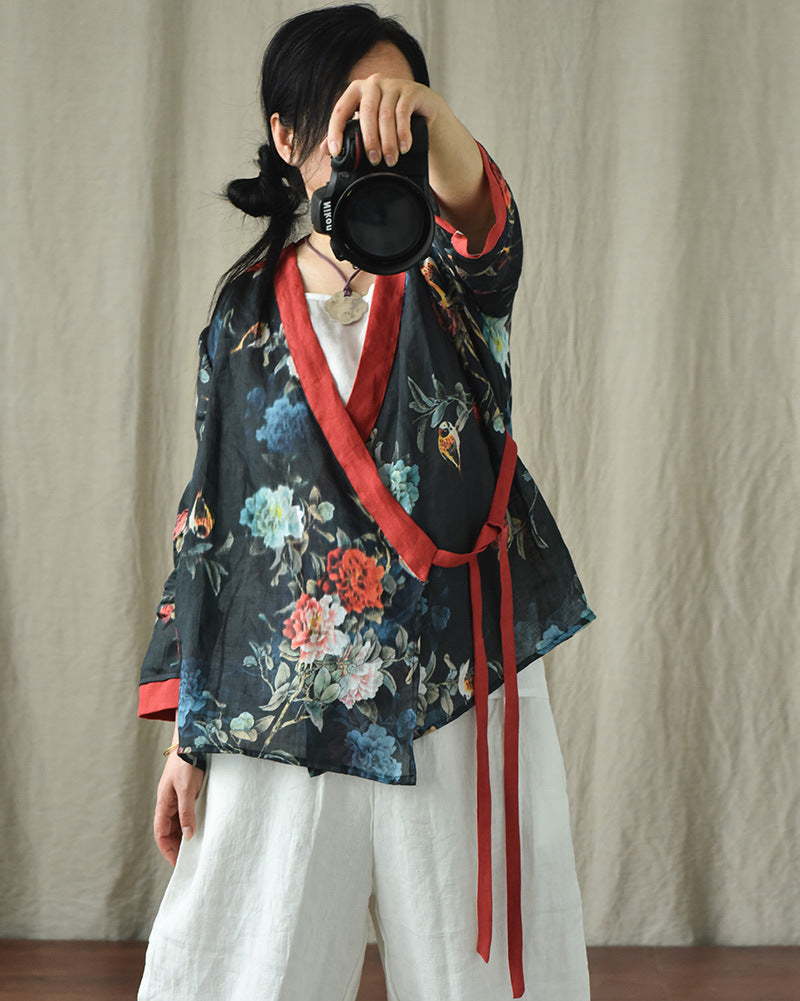 Bohemian Bloom Wrap Rami Blouse