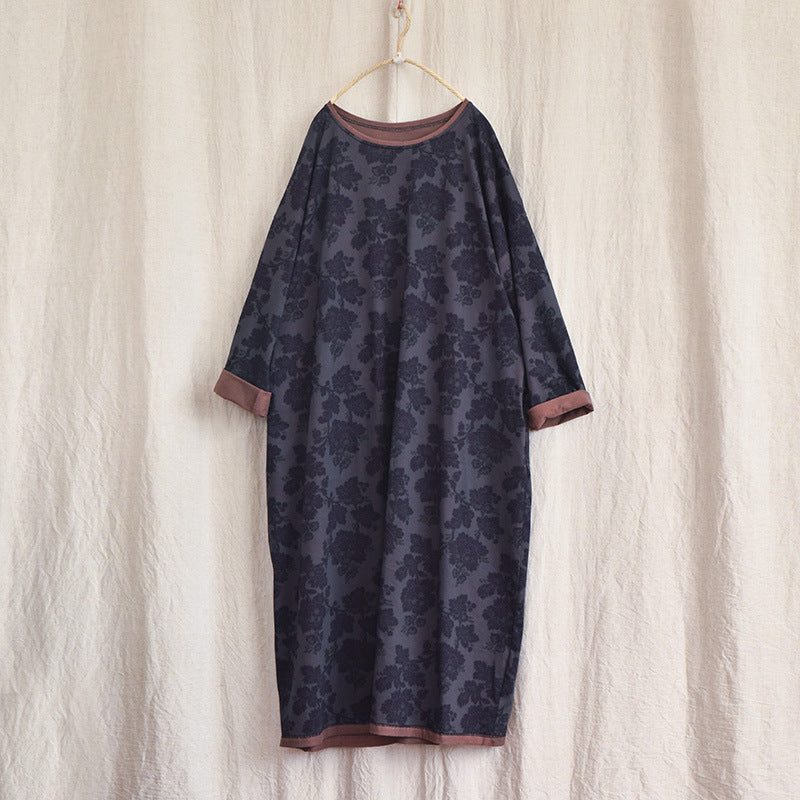 Robe mi-longue à fleurs vintage