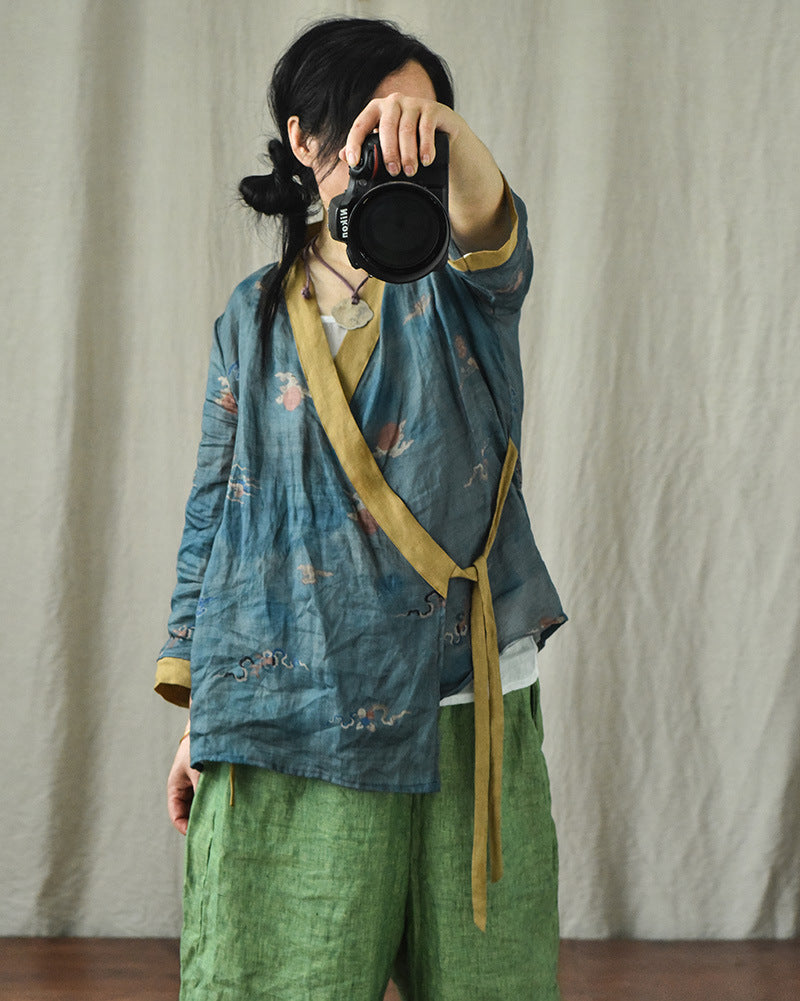 Bohemian Bloom Wrap Rami Blouse