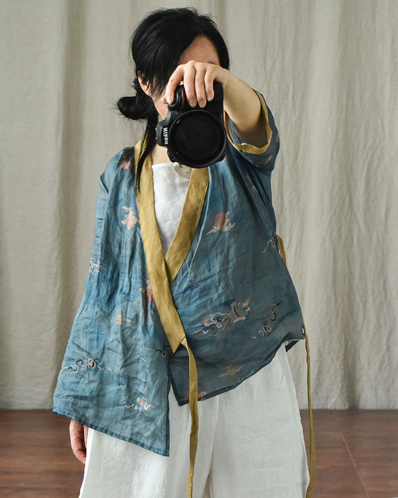 Bohemian Bloom Wrap Rami Blouse
