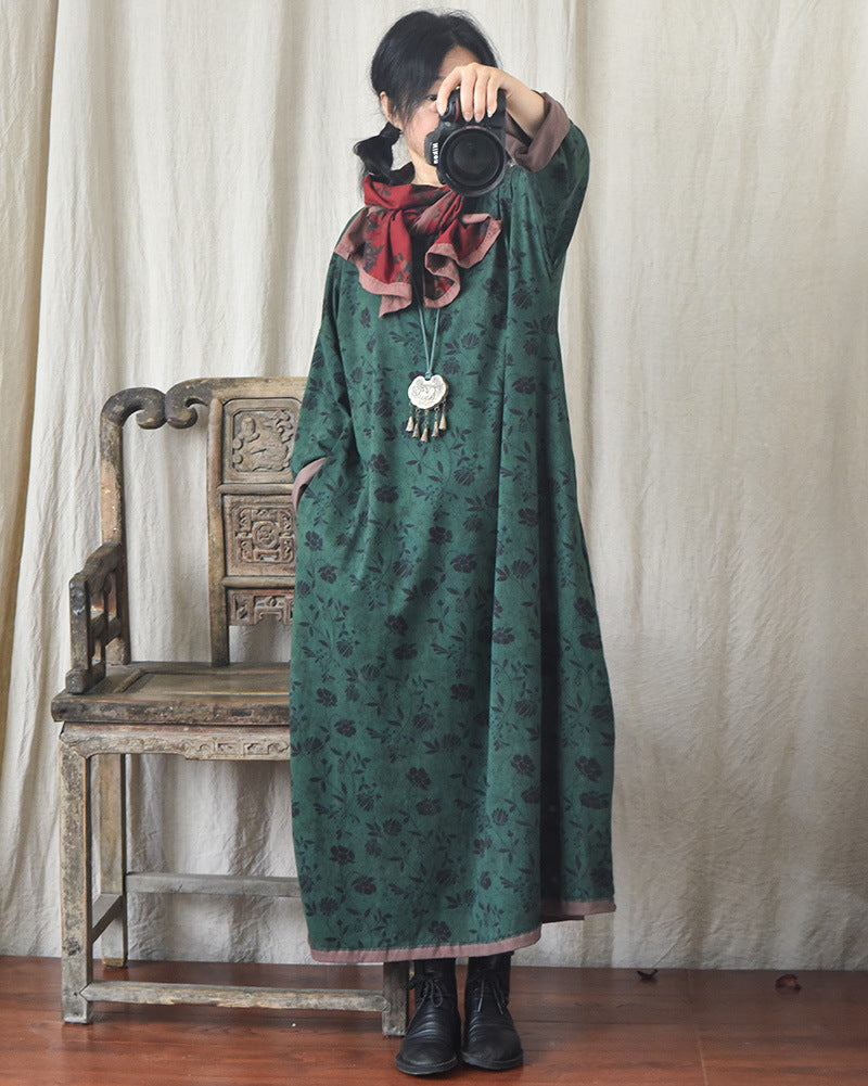 Robe mi-longue à fleurs vintage