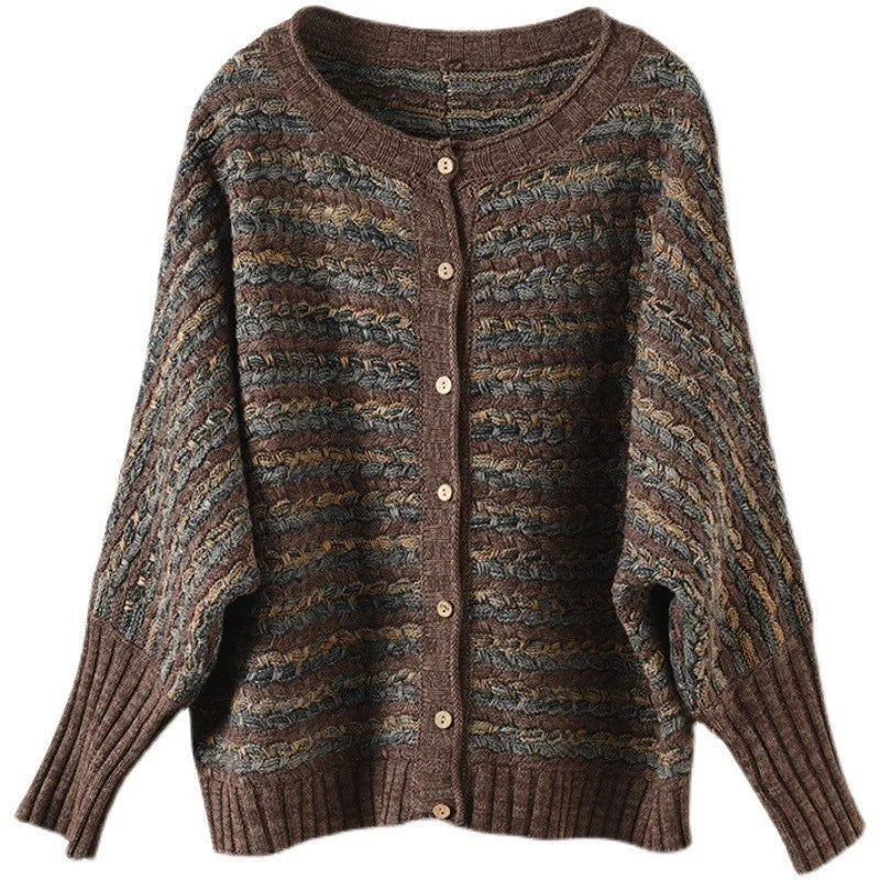 Cardigan en tricot rayé vintage