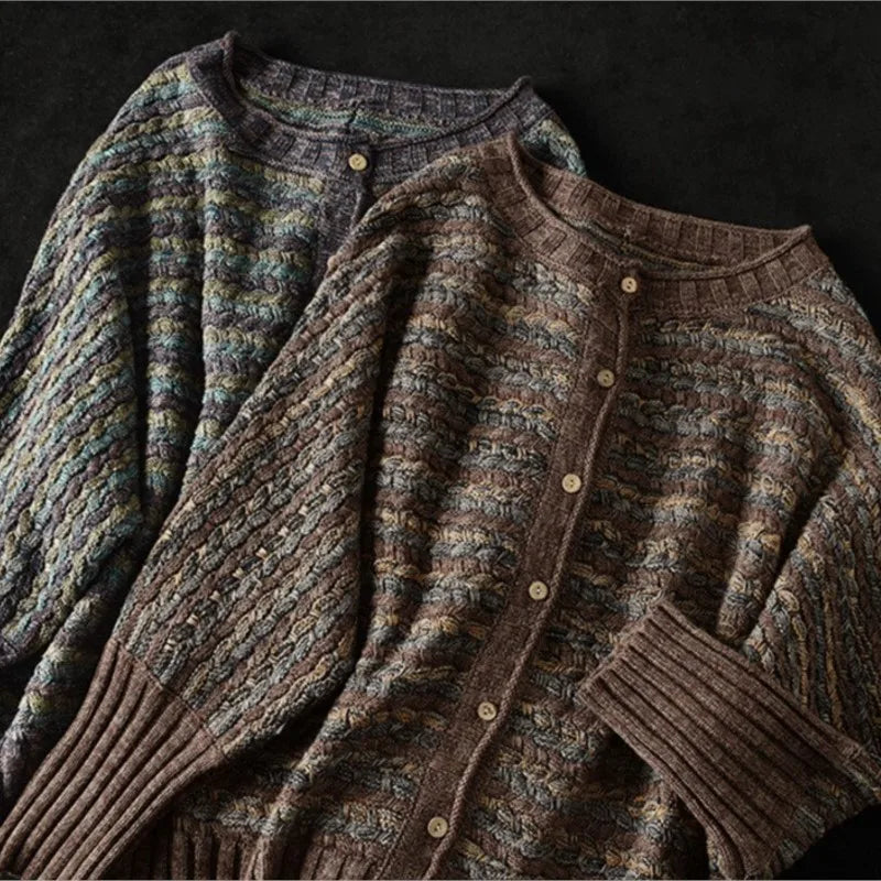Cardigan en tricot rayé vintage