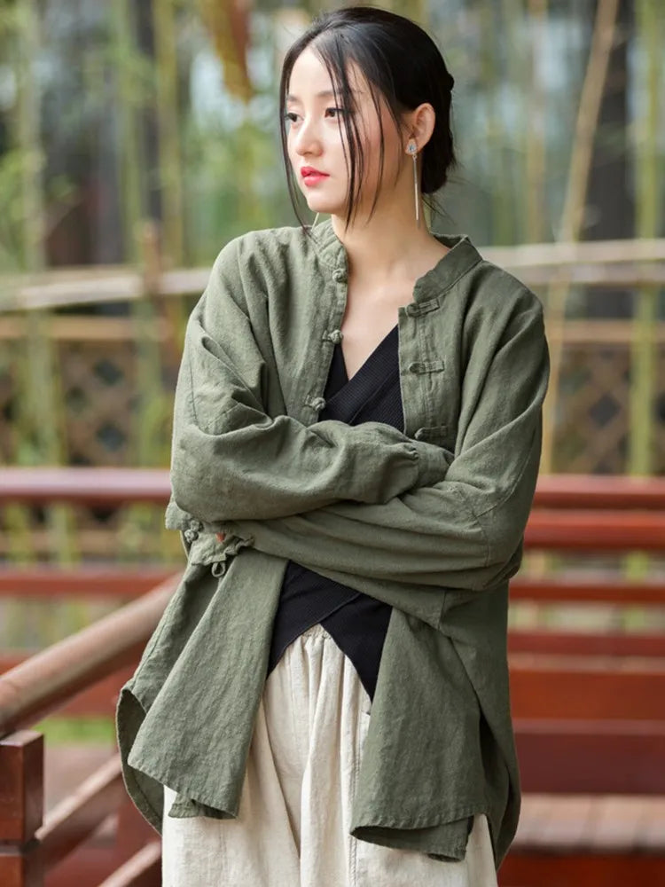Chaqueta de lino de gran tamaño Nature