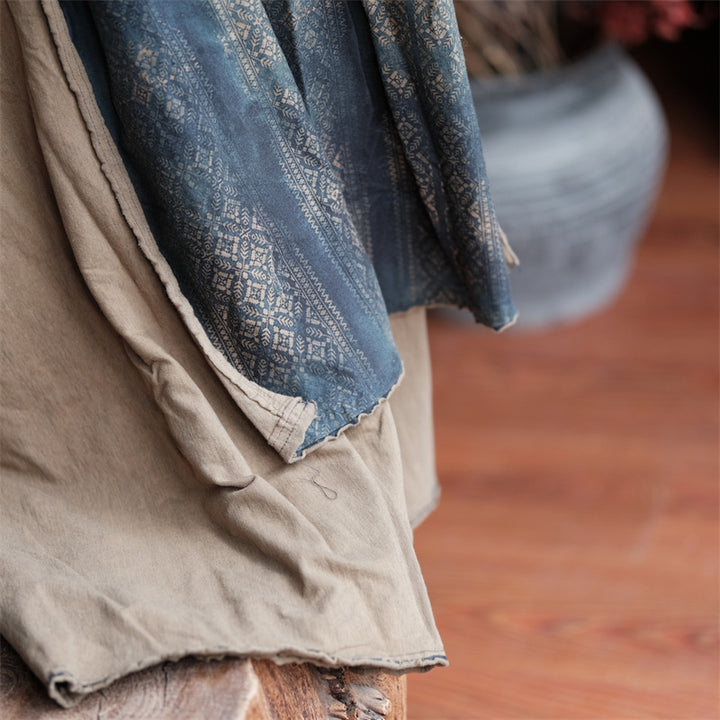 Vintage Bloom Asymmetric Cotton Maxi Skirt