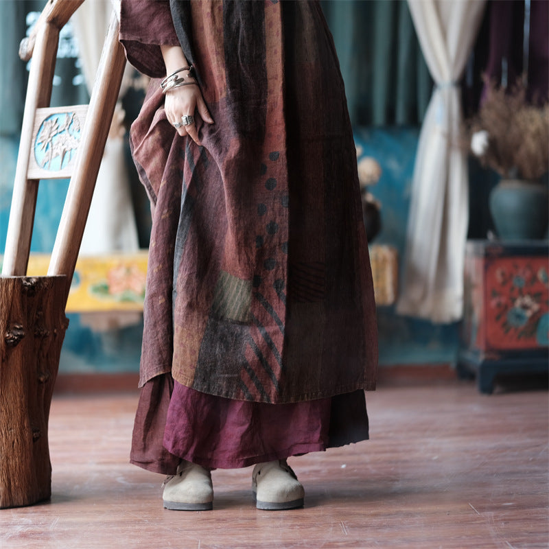 Vestido túnica de lino y ramio Vintage Harmony