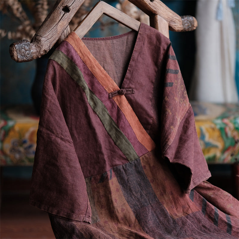 Vestido túnica de lino y ramio Vintage Harmony