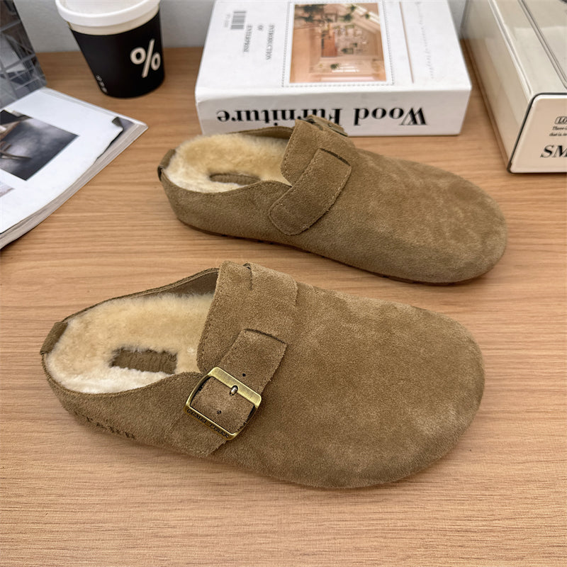 Women’s Suede Fuzzy Cork Slippers