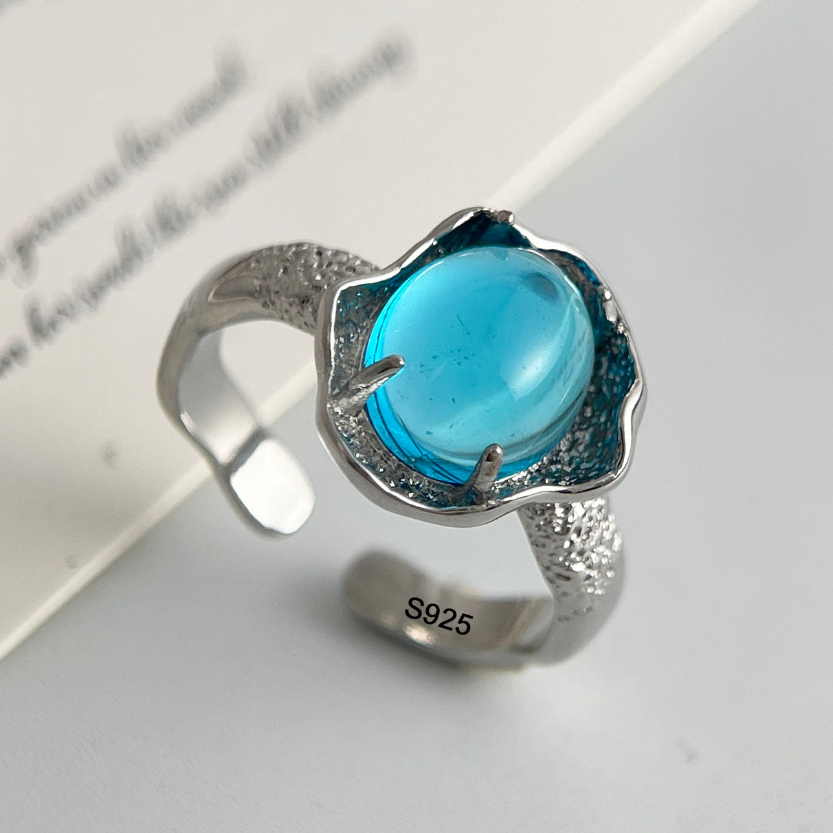 Ensemble de bagues minimalistes en argent sterling 925 avec pierre de lune, fait à la main