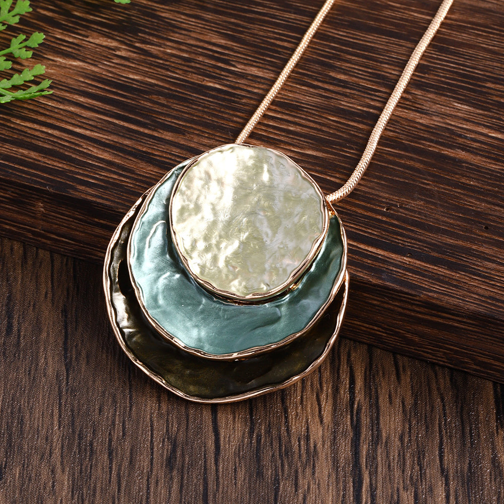 Ensemble de bijoux géométriques superposés Luna Drop,