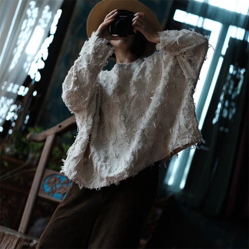 Blusa de patchwork color crudo