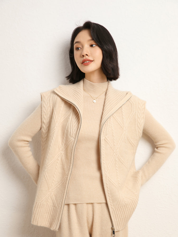 Gilet en tricot de laine et cachemire