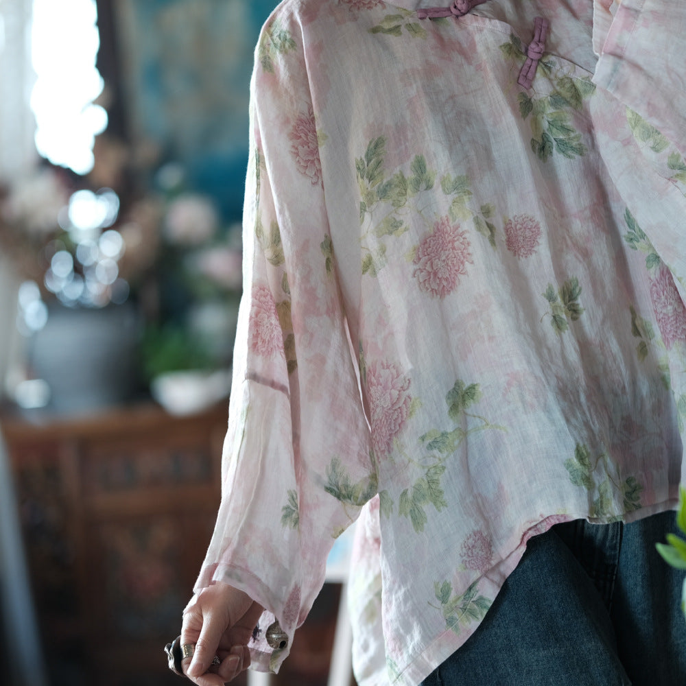 Chemisier vintage à fleurs et coupe-vent