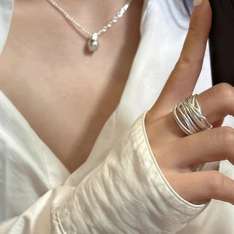 Bague géométrique en argent sterling 925