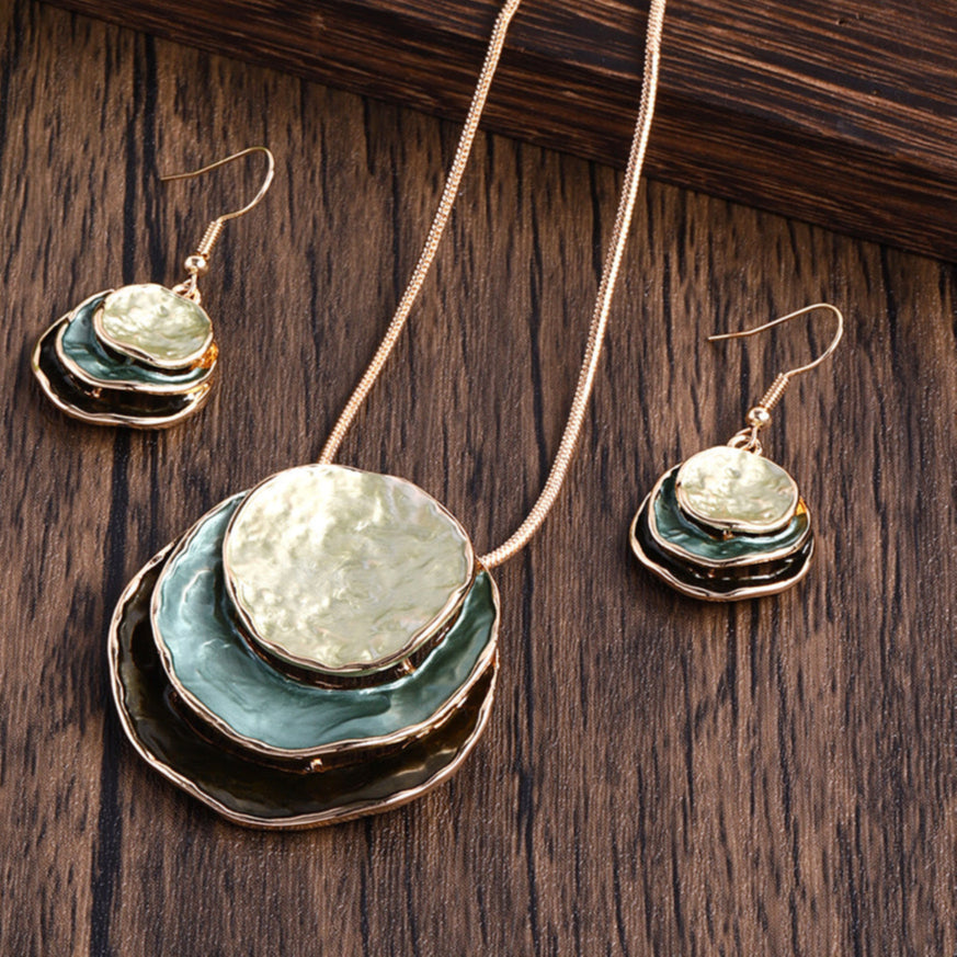 Ensemble de bijoux géométriques superposés Luna Drop,