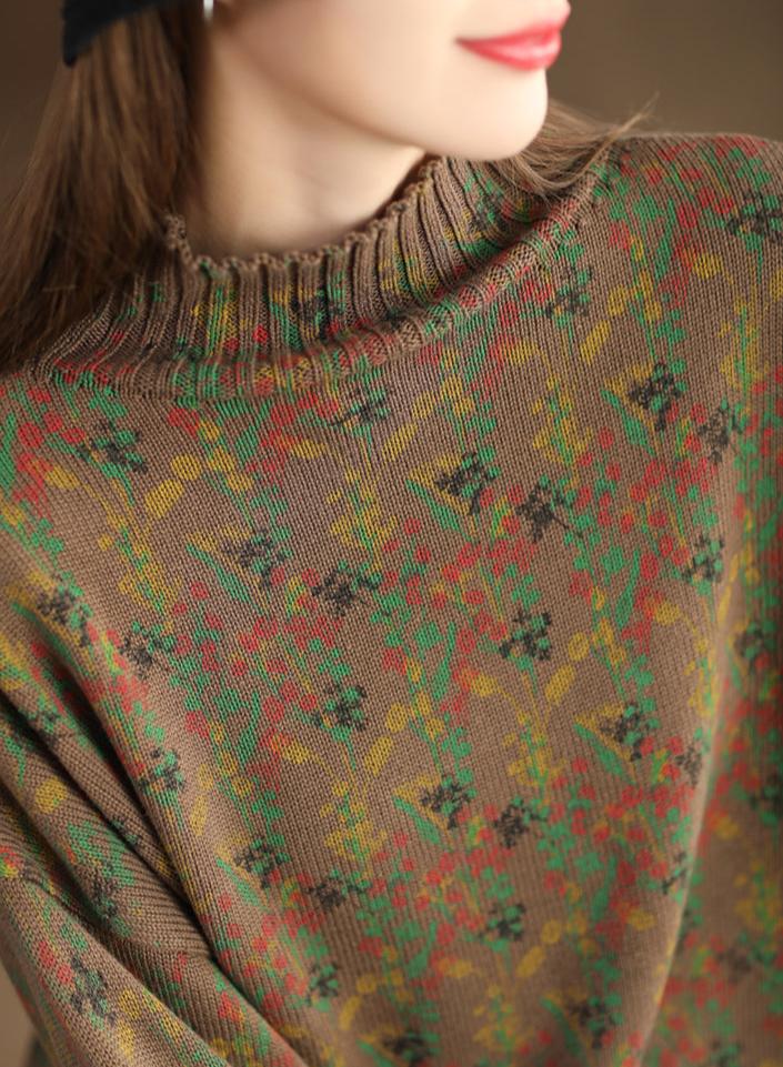 Suéter de punto vintage con flores
