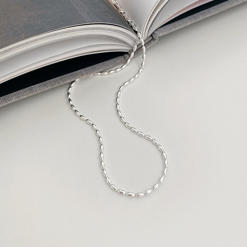 Collier ras du cou en argent sterling 925 avec perles géométriques simples