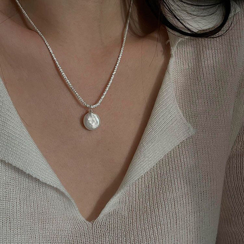 Collier de perles rondes en argent sterling 925