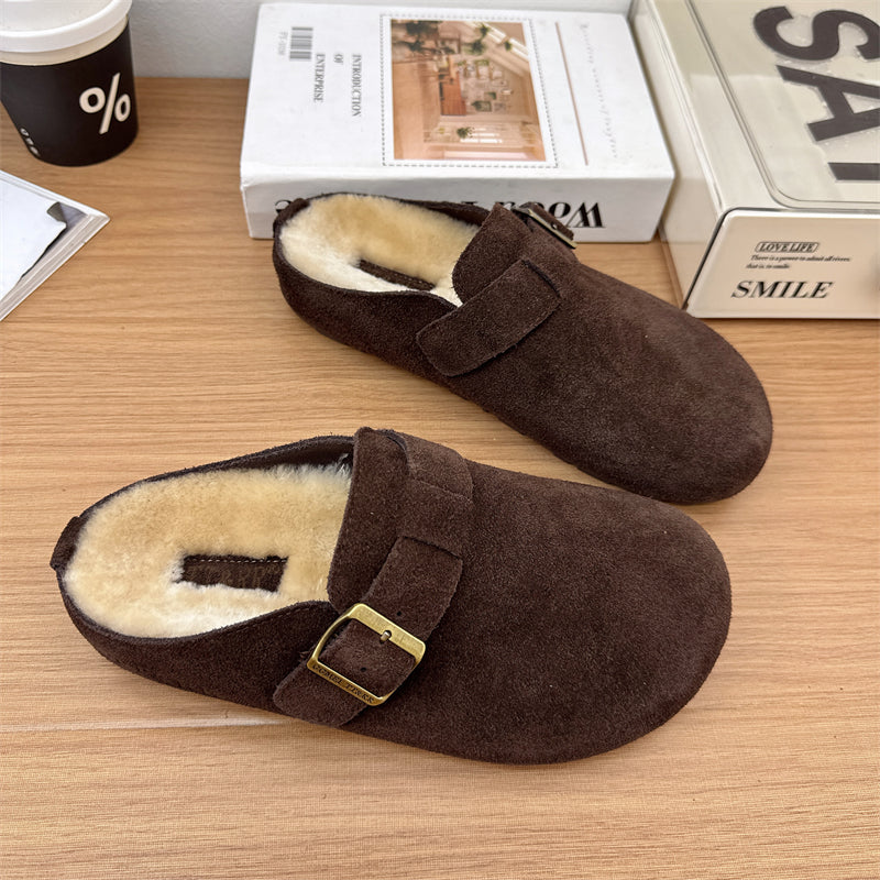 Women’s Suede Fuzzy Cork Slippers