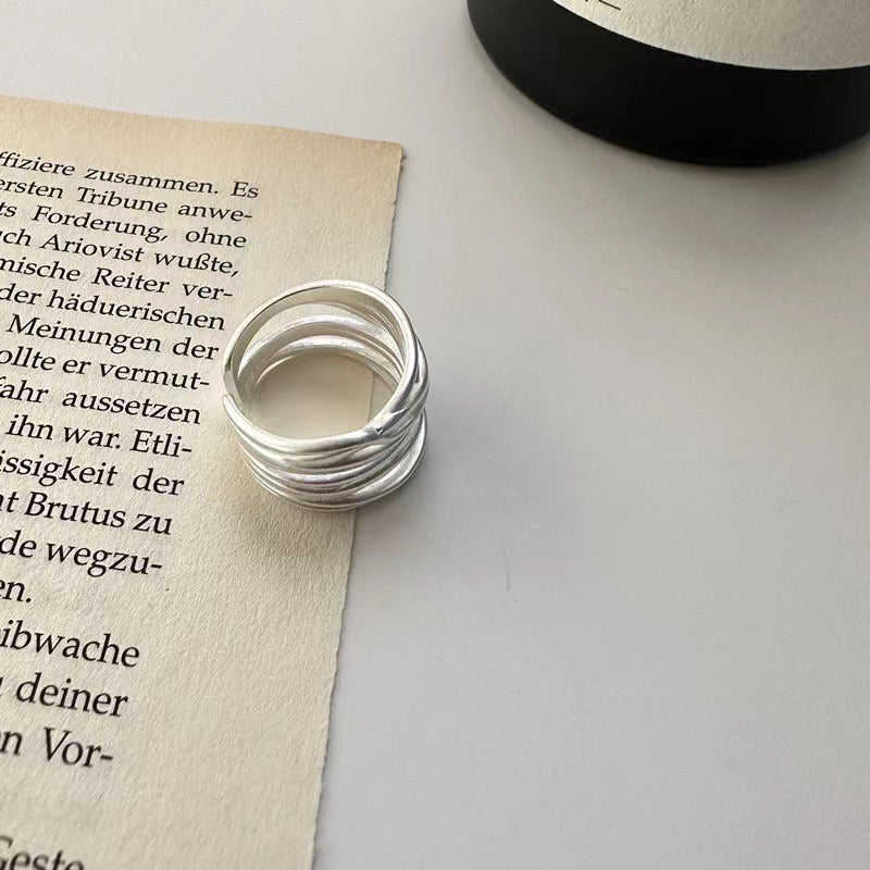 Bague géométrique en argent sterling 925