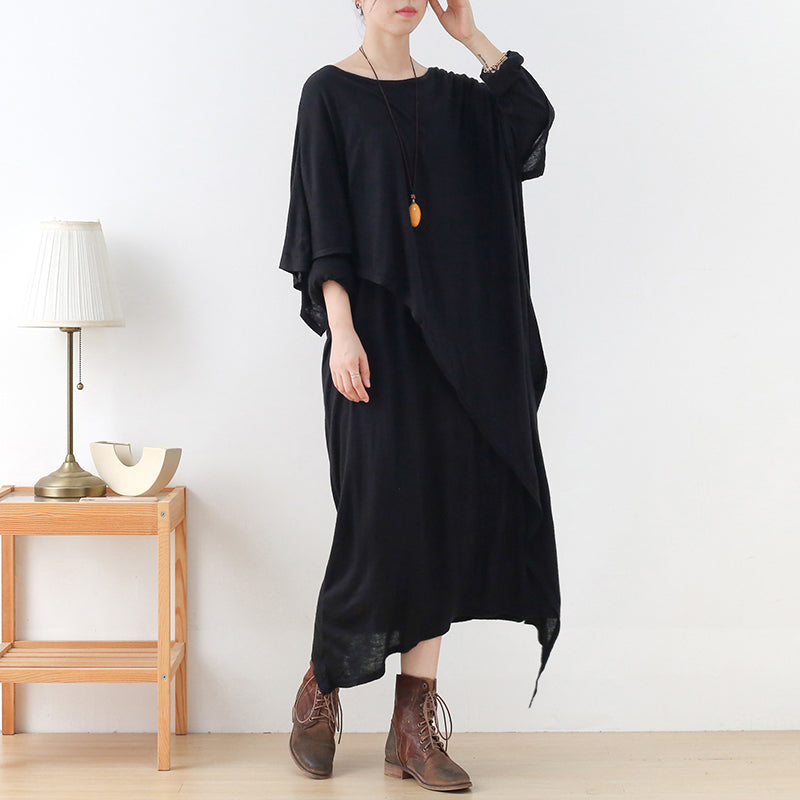 Robe longue asymétrique en coton