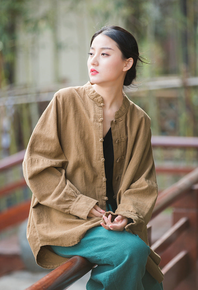 Chaqueta de lino de gran tamaño Nature