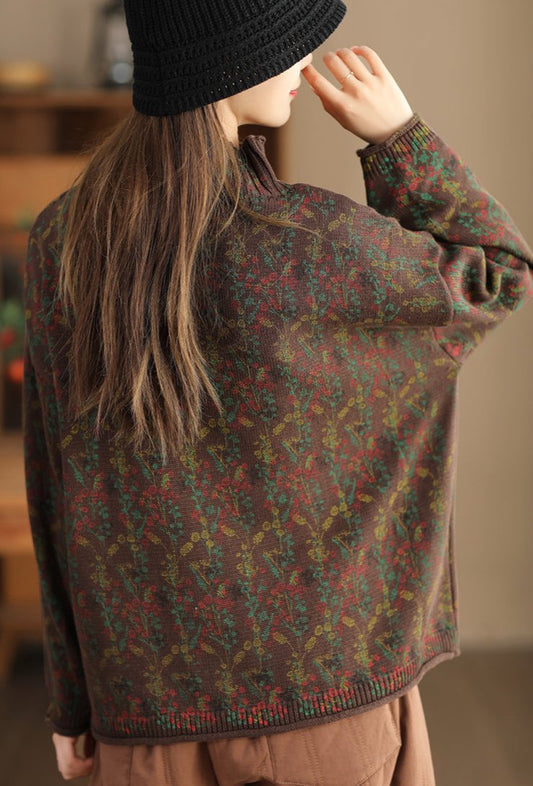 Suéter de punto vintage con flores