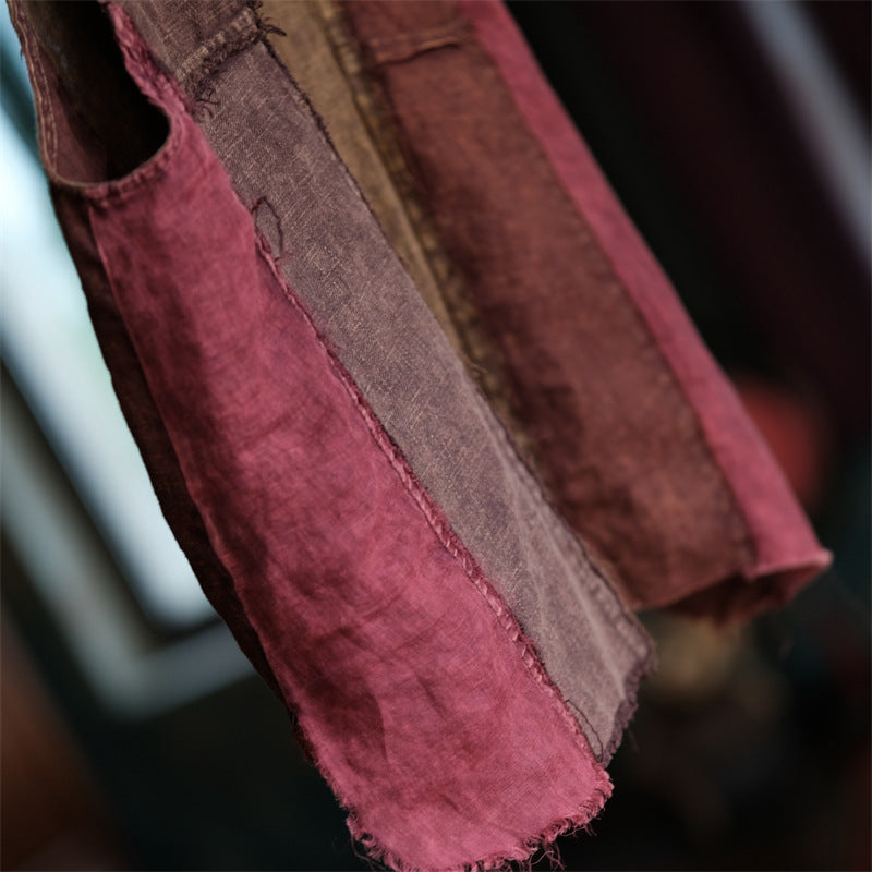 Gilet patchwork vintage en lin