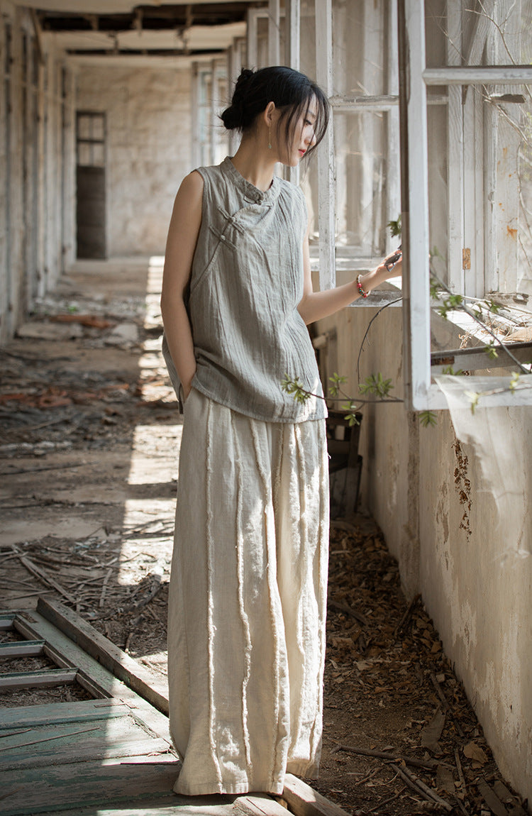 Vintage Cross Linen Blouse