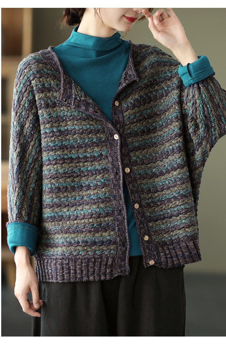 Cardigan en tricot rayé vintage