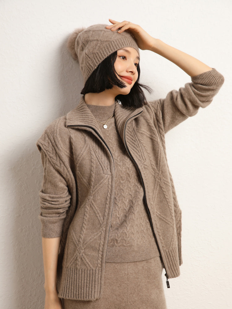 Gilet en tricot de laine et cachemire