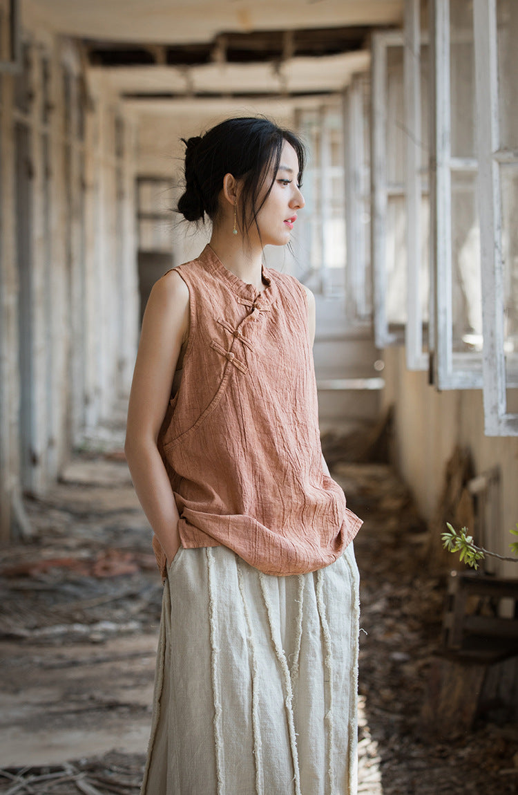 Vintage Cross Linen Blouse